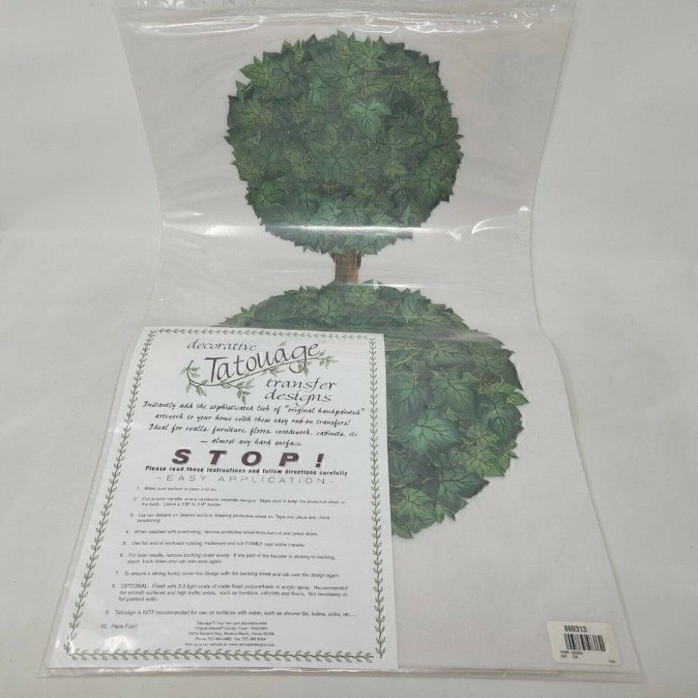 TATOUAGE DECORATIVE TRANSFER DESIGNS CAROLYN YOVAN GARDEN BUSH KIT 15" X 24"
